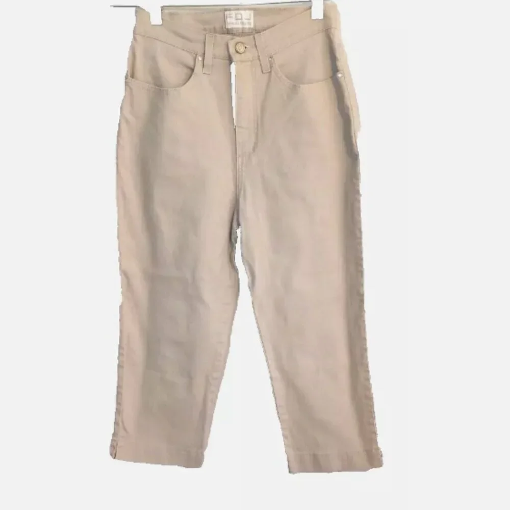 FDJ French Dressing Jeans Pedal Pusher Capri Sz 4 High Rise Khaki / Beige EUC - Picture 3 of 13